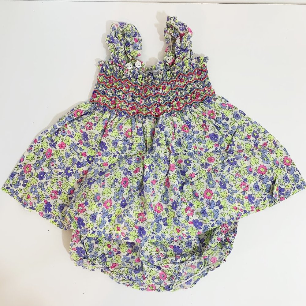 Smocked Floral Dress and Bloomers